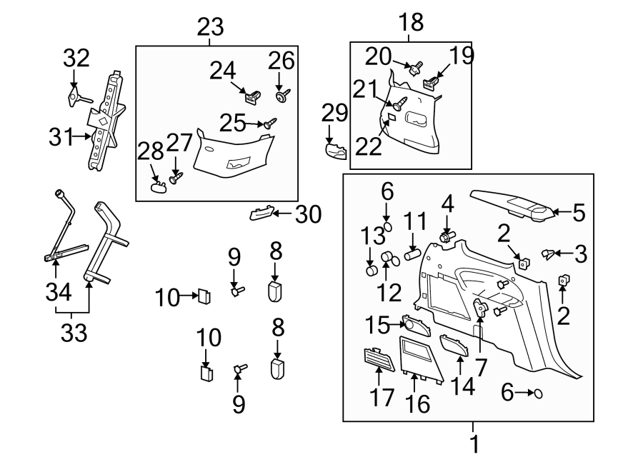 Diagram QUARTER PANEL. INTERIOR TRIM. for your 2005 Chevrolet Express 2500   