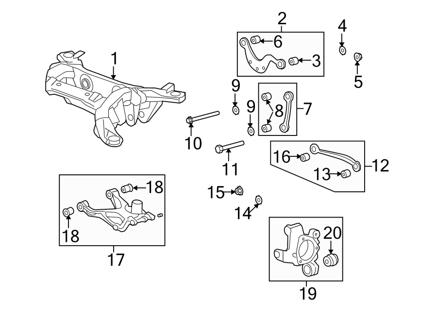 Diagram REAR SUSPENSION. SUSPENSION COMPONENTS. for your 2015 GMC Sierra 2500 HD 6.0L Vortec V8 A/T 4WD Base Crew Cab Pickup Fleetside 