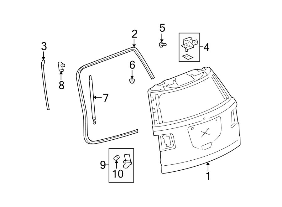 Diagram LIFT GATE. GATE & HARDWARE. for your 2001 Chevrolet Blazer LT Sport Utility 4.3L Vortec V6 A/T 4WD 