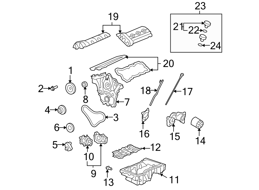 Diagram ENGINE / TRANSAXLE. ENGINE PARTS. for your 2013 Chevrolet Traverse    