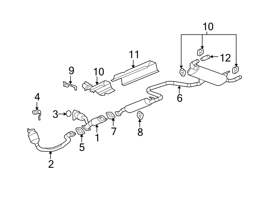 Diagram EXHAUST SYSTEM. EXHAUST COMPONENTS. for your 2005 Chevrolet Classic   