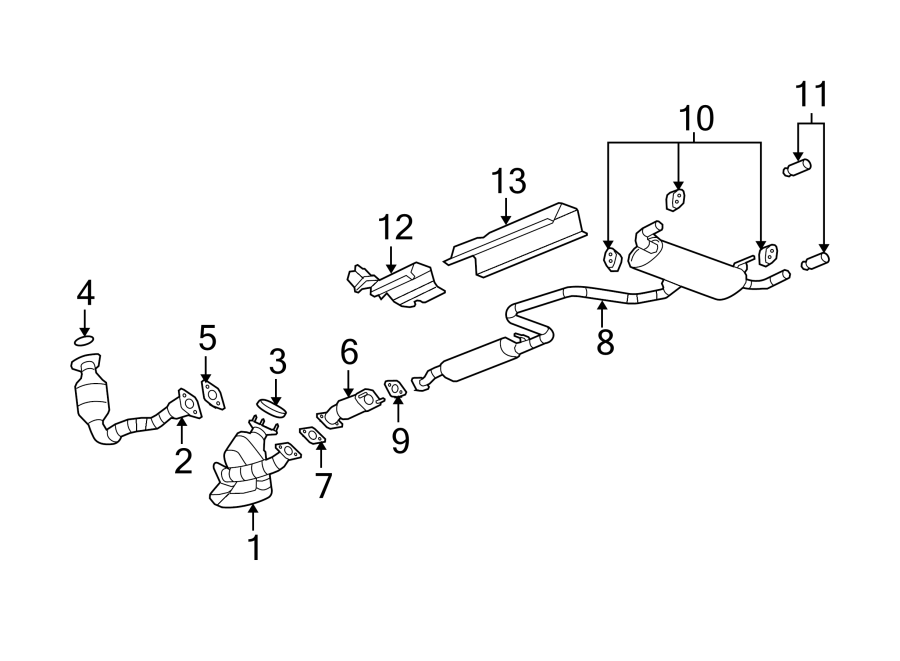 Diagram EXHAUST SYSTEM. EXHAUST COMPONENTS. for your 1992 Chevrolet K3500  Scottsdale Extended Cab Pickup Fleetside 6.5L V8 DIESEL A/T 