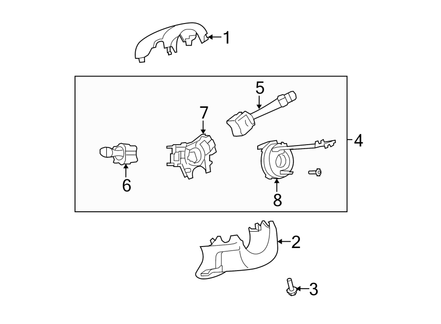 Diagram STEERING COLUMN. SHROUD. SWITCHES & LEVERS. for your 2005 Chevrolet Blazer Base Sport Utility 4.3L Vortec V6 A/T RWD 