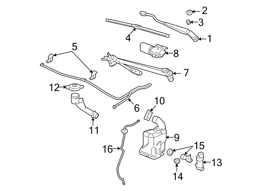 Diagram WINDSHIELD. WIPER & WASHER COMPONENTS. for your Chevrolet Bolt EV  