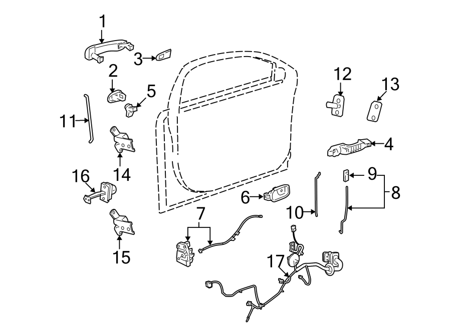 Diagram FRONT DOOR. LOCK & HARDWARE. for your 2008 Saturn Aura   