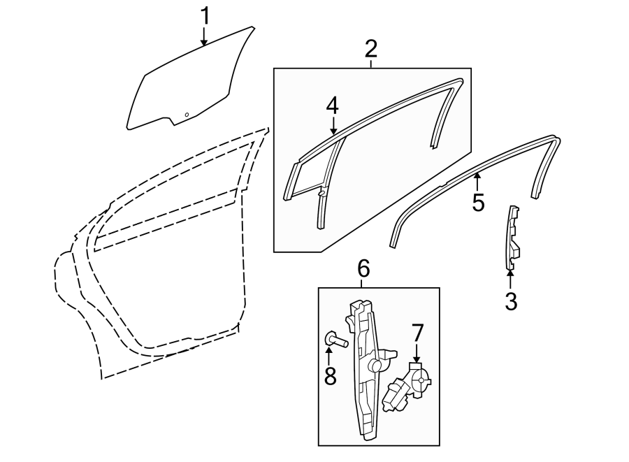 Diagram REAR DOOR. GLASS & HARDWARE. for your 2013 Chevrolet Spark   