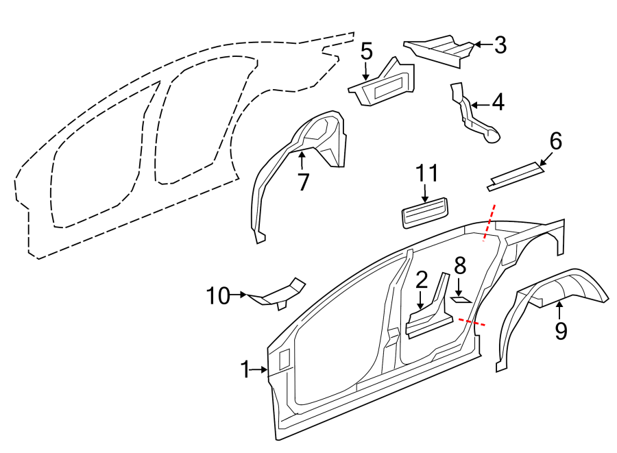 11QUARTER PANEL. INNER STRUCTURE.https://images.simplepart.com/images/parts/motor/fullsize/IK07485.png