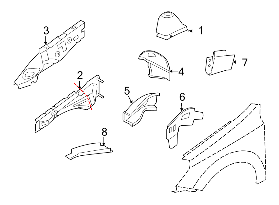 Diagram FENDER. STRUCTURAL COMPONENTS & RAILS. for your 2015 GMC Sierra 2500 HD 6.6L Duramax V8 DIESEL A/T 4WD SLE Standard Cab Pickup Fleetside 