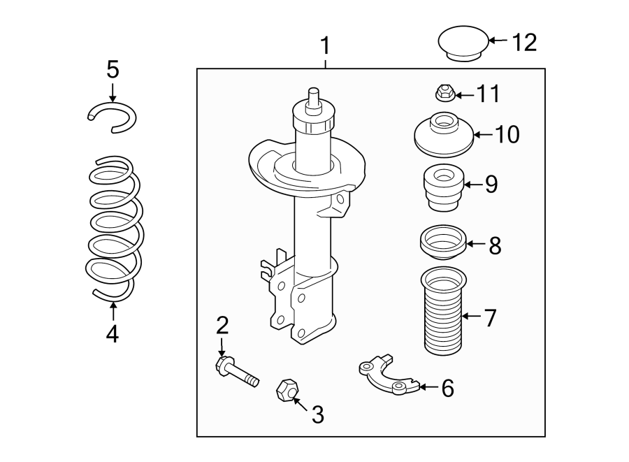 Diagram FRONT SUSPENSION. STRUTS & COMPONENTS. for your 2022 Chevrolet Camaro 2.0L Ecotec M/T LT Coupe 