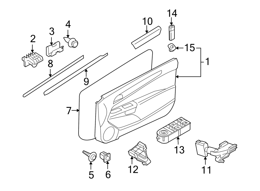 Diagram FRONT DOOR. INTERIOR TRIM. for your 2002 GMC Sierra 3500 6.0L Vortec V8 M/T RWD Base Extended Cab Pickup Fleetside 