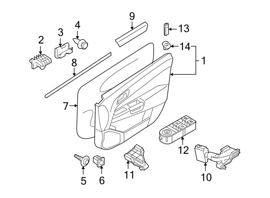 Diagram FRONT DOOR. INTERIOR TRIM. for your 2002 GMC Sierra 3500 6.0L Vortec V8 M/T RWD Base Extended Cab Pickup Fleetside 