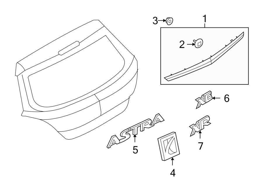 Diagram LIFT GATE. EXTERIOR TRIM. for your 2020 Chevrolet Spark   