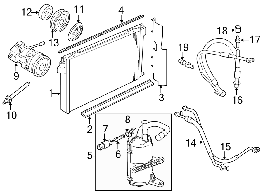 Diagram AIR CONDITIONER & HEATER. COMPRESSOR & LINES. CONDENSER. for your 2007 Lincoln MKZ   