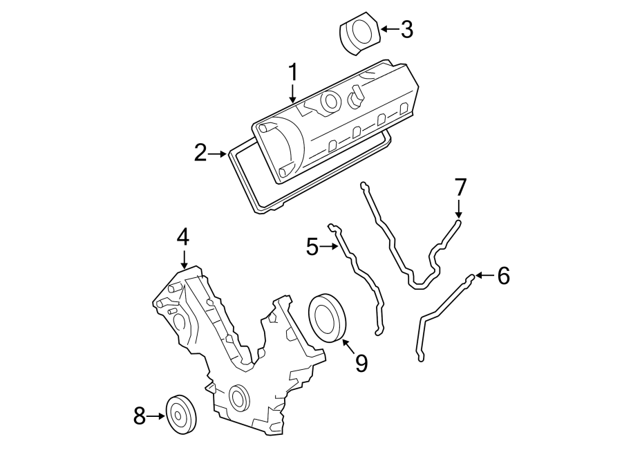 Diagram VALVE & TIMING COVERS. for your 1993 Ford Crown Victoria   