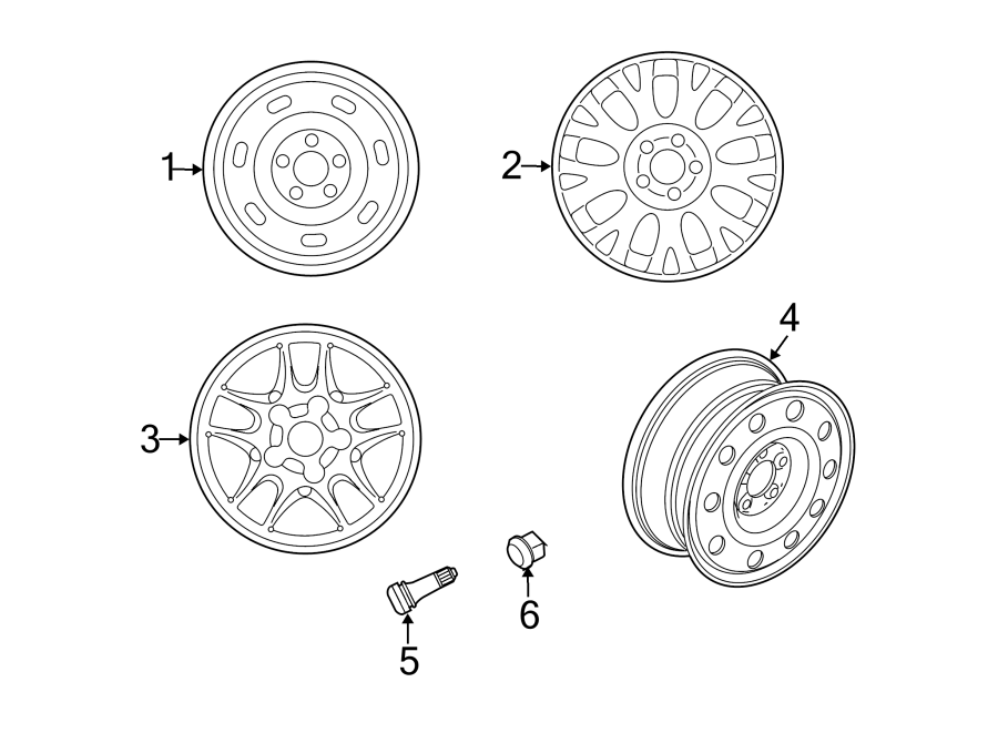 Diagram 16X7. W/16" wheels. for your 2003 Ford Excursion   