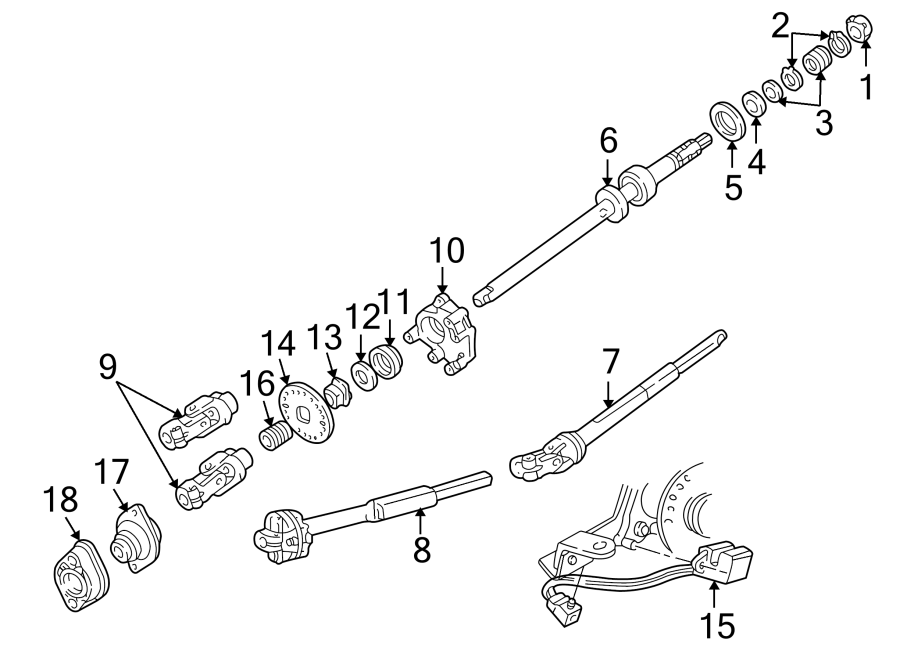 STEERING COLUMN. SHAFT & INTERNAL COMPONENTS. Diagram