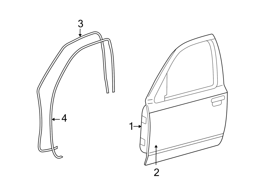 Diagram FRONT DOOR. DOOR & COMPONENTS. for your Lincoln Town Car  