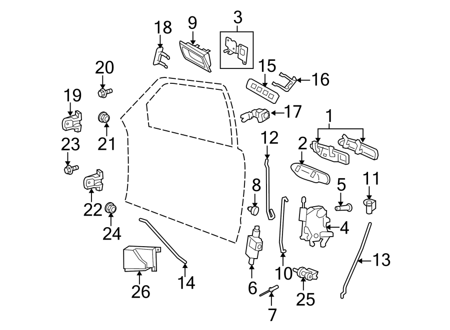 Diagram FRONT DOOR. LOCK & HARDWARE. for your Lincoln MKZ  