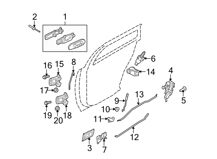 Diagram REAR DOOR. LOCK & HARDWARE. for your Ford Crown Victoria  