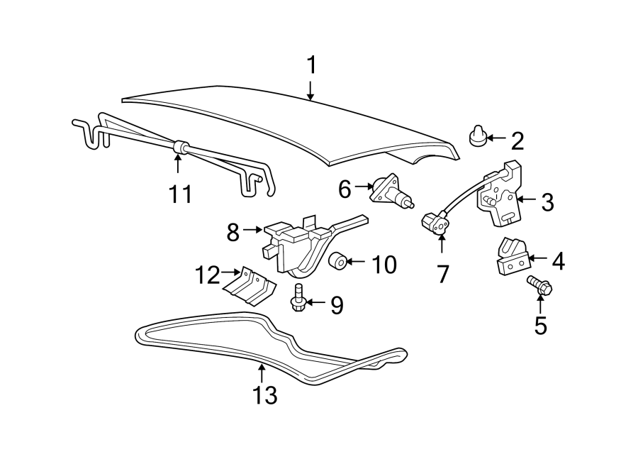 Diagram TRUNK LID. LID & COMPONENTS. for your 2013 Ford F-150 3.7L V6 FLEX A/T 4WD STX Extended Cab Pickup Fleetside 