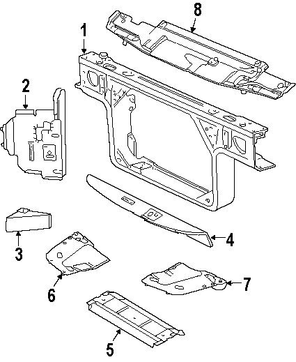 Diagram RADIATOR SUPPORT. for your Lincoln Town Car  