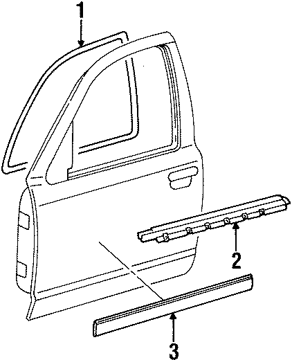 Diagram FRONT DOOR. EXTERIOR TRIM. for your 2024 Ford Transit-350 3.5L EcoBoost V6 A/T RWD PTV Extended Cargo Van 