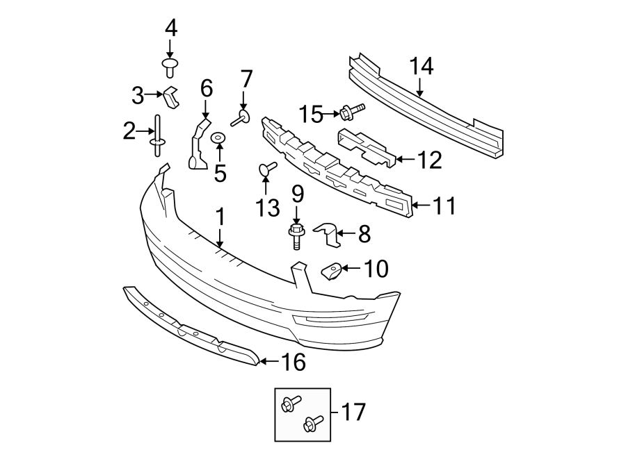 Diagram Front bumper. Bumper & components. for your 2015 Lincoln MKZ   