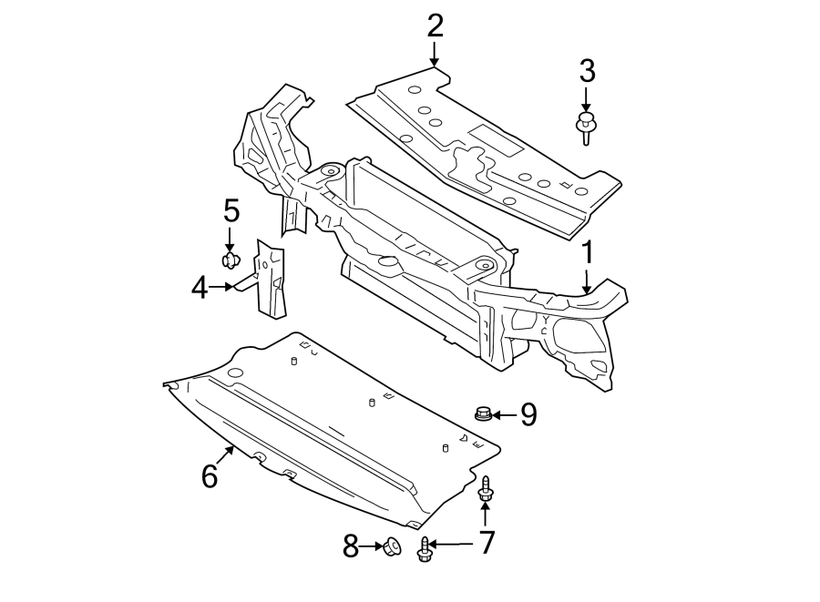 Diagram RADIATOR SUPPORT. for your 2008 Ford Mustang   