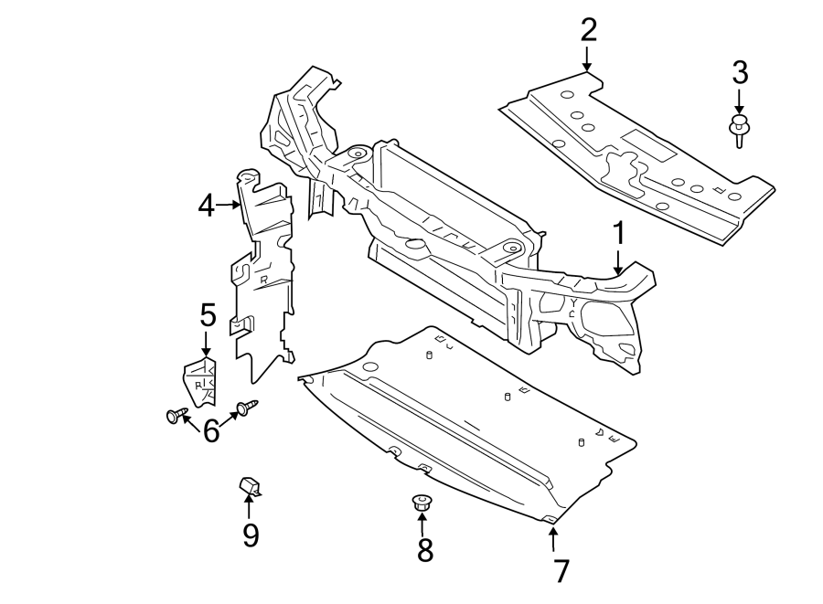 Diagram RADIATOR SUPPORT. for your Ford