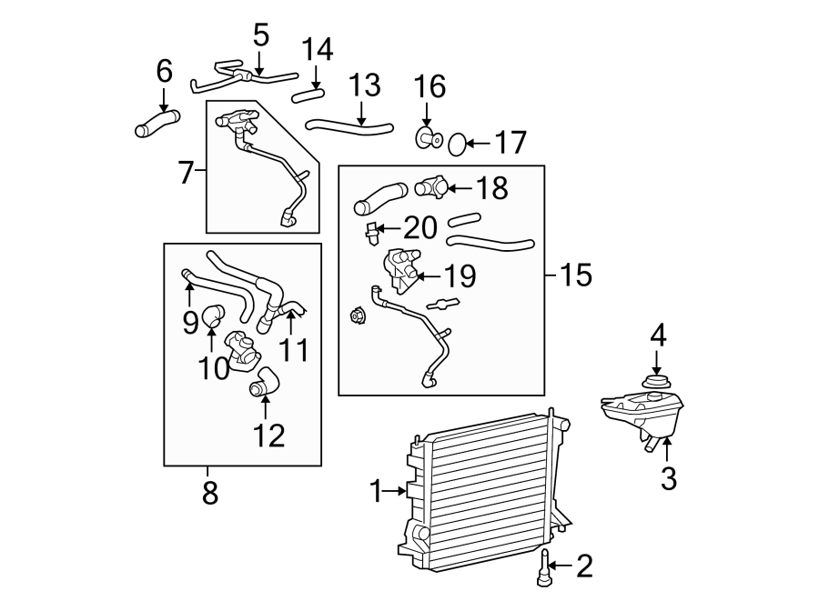 Diagram RADIATOR & COMPONENTS. for your 2014 Ford F-150   