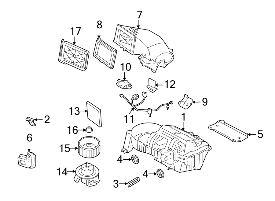 Diagram AIR CONDITIONER & HEATER. EVAPORATOR & HEATER COMPONENTS. for your 1993 Ford Ranger   