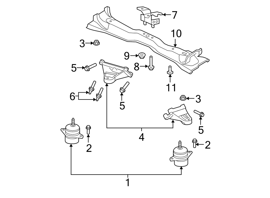 Diagram ENGINE & TRANS MOUNTING. for your 2024 Ford F-150  Raptor R Crew Cab Pickup Fleetside 