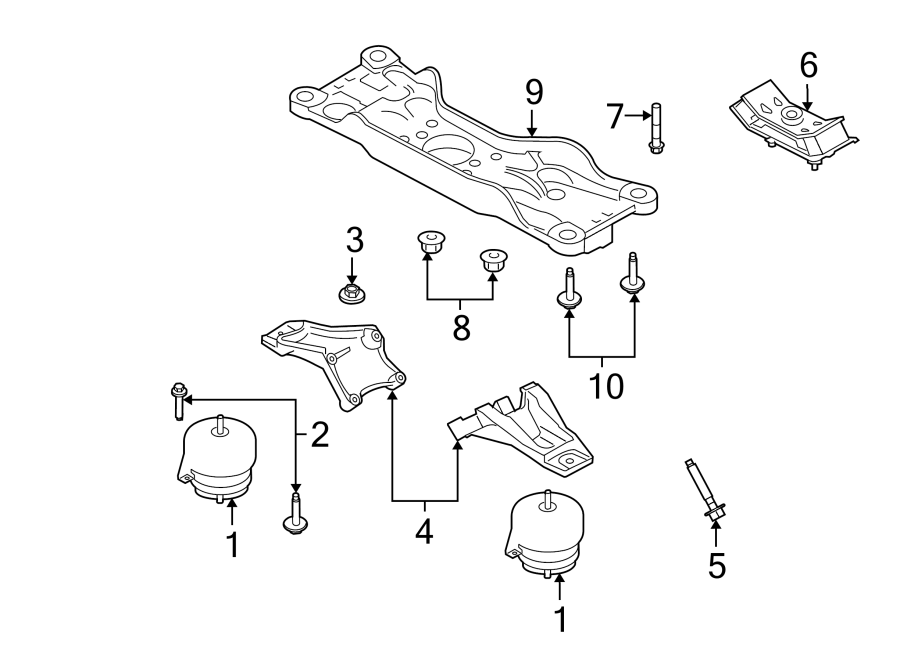 Diagram ENGINE & TRANS MOUNTING. for your 2024 Ford F-150  Raptor R Crew Cab Pickup Fleetside 