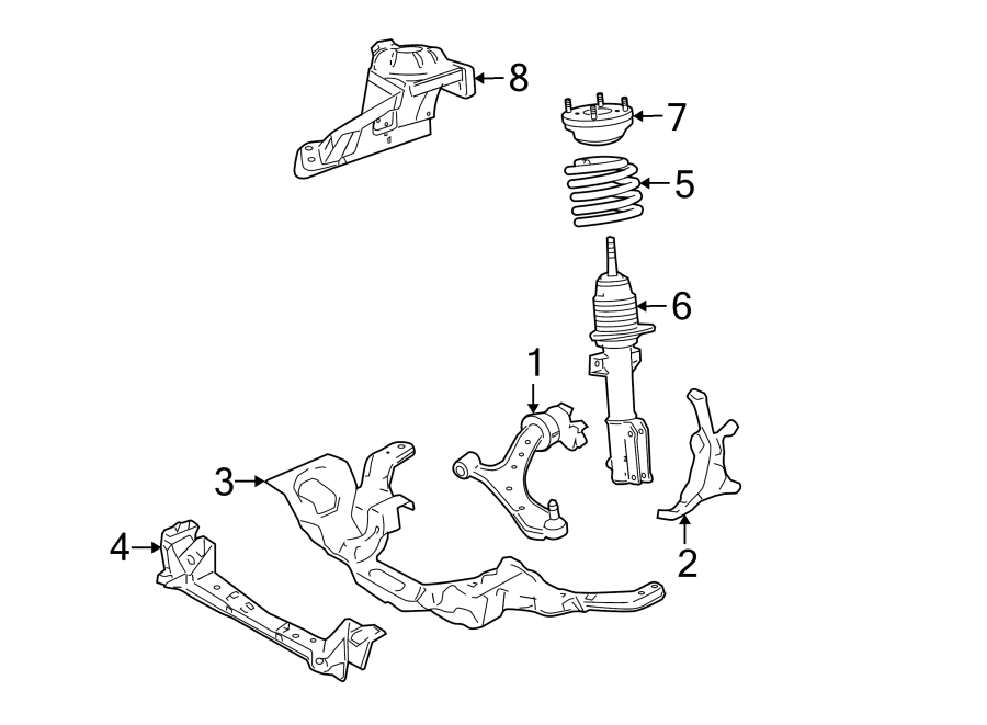 Diagram FRONT SUSPENSION. SUSPENSION COMPONENTS. for your Ford Mustang  