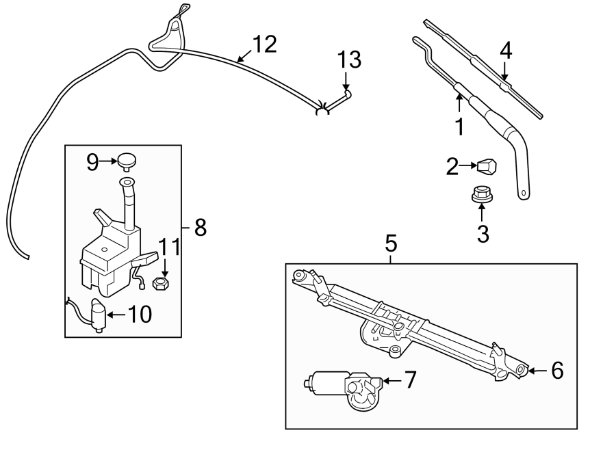 Diagram WINDSHIELD. WIPER & WASHER COMPONENTS. for your 2014 Lincoln MKZ   