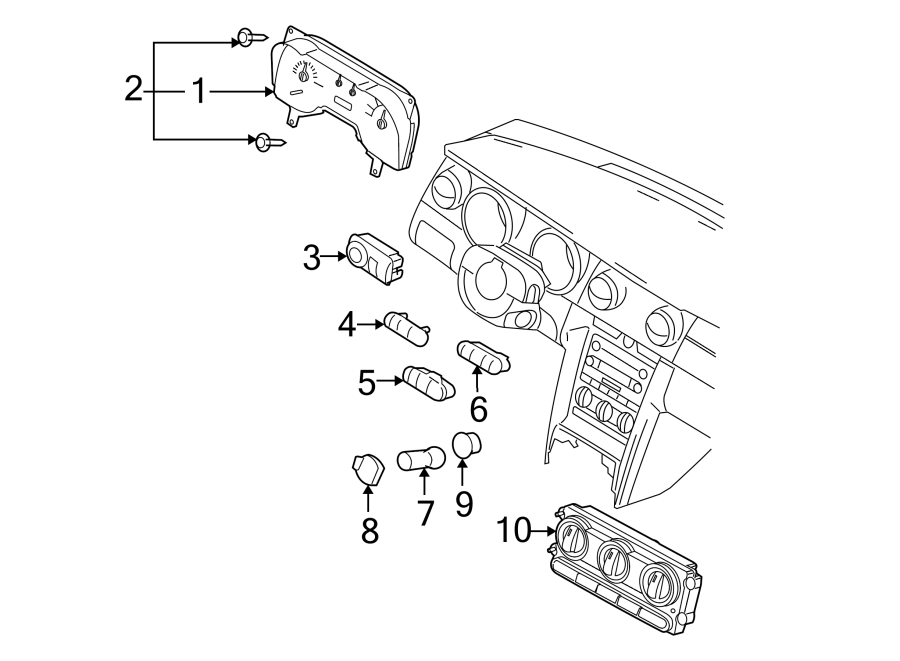 Diagram INSTRUMENT PANEL. CLUSTER & SWITCHES. for your Ford E-250 Econoline  