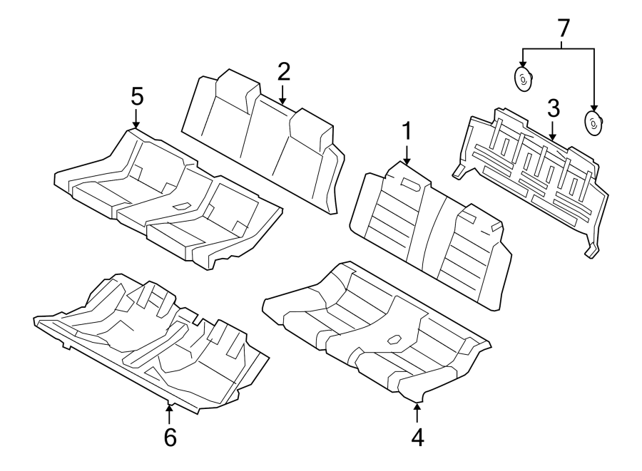 Diagram SEATS & TRACKS. REAR SEAT COMPONENTS. for your 1988 Ford Mustang   