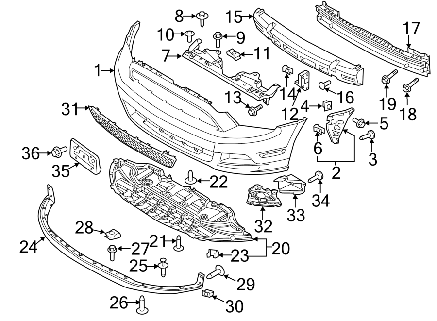 Diagram FRONT BUMPER & GRILLE. BUMPER & COMPONENTS. for your 2011 Ford Taurus   
