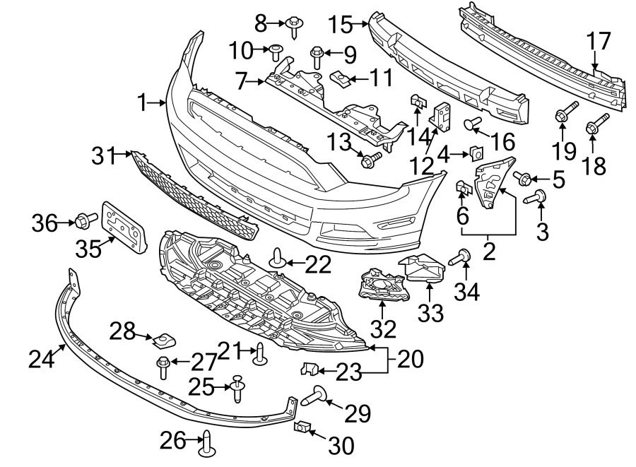 Diagram FRONT BUMPER & GRILLE. BUMPER & COMPONENTS. for your 2011 Ford Taurus   