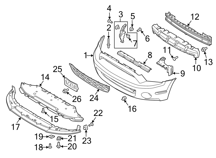 Diagram FRONT BUMPER & GRILLE. BUMPER & COMPONENTS. for your 2003 Ford F-150 5.4L Triton V8 CNG A/T RWD XLT Extended Cab Pickup Fleetside 