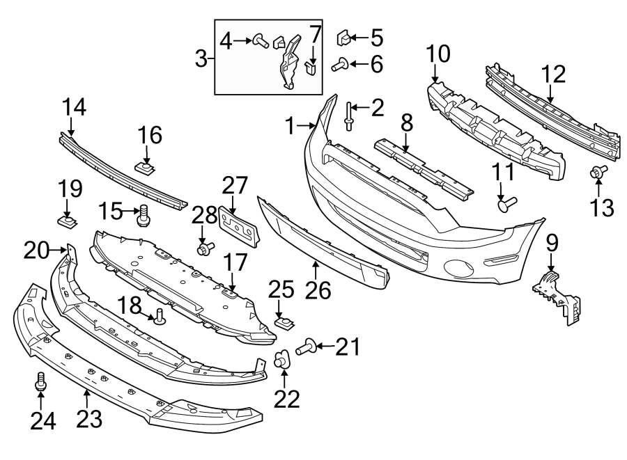 Diagram FRONT BUMPER & GRILLE. BUMPER & COMPONENTS. for your 2017 Lincoln MKZ   