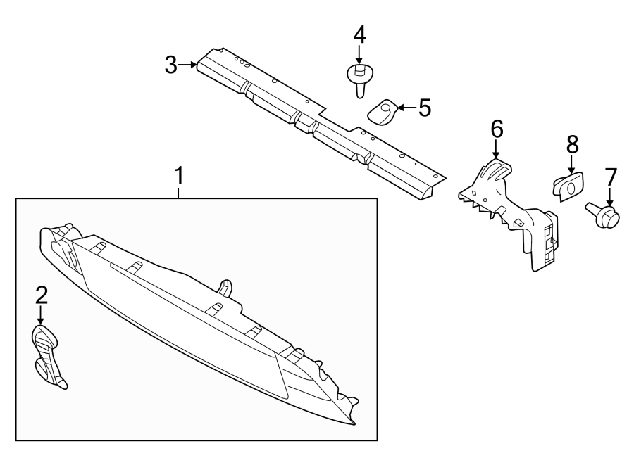 Diagram Front bumper & grille. Grille & components. for your 2010 Ford Flex   