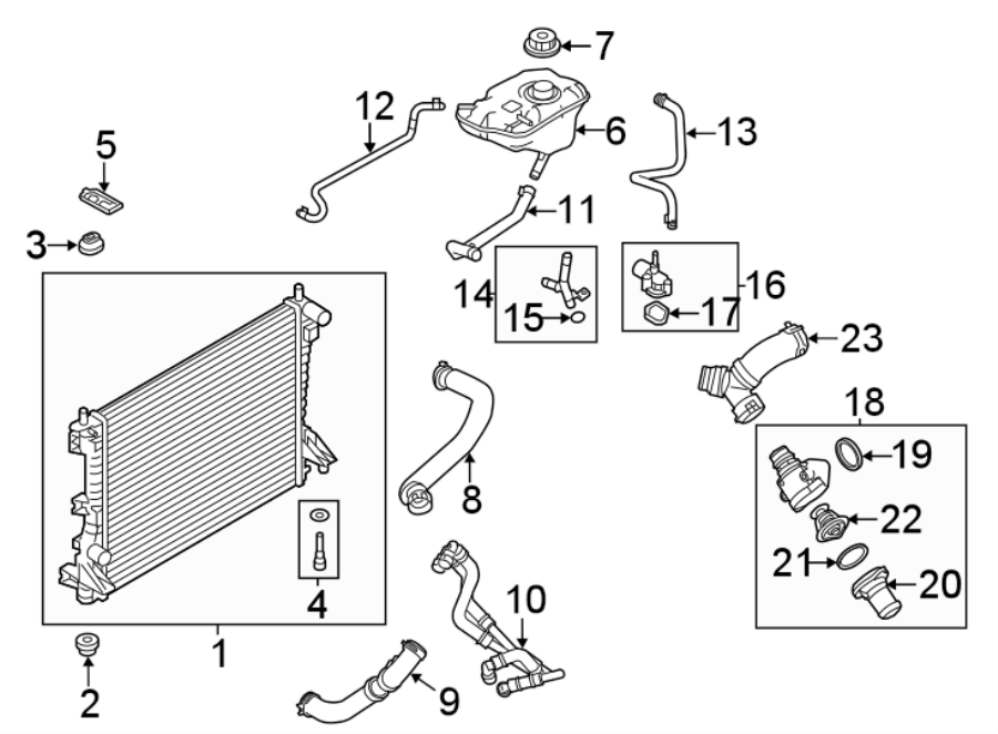 Diagram RADIATOR & COMPONENTS. for your Lincoln MKZ  