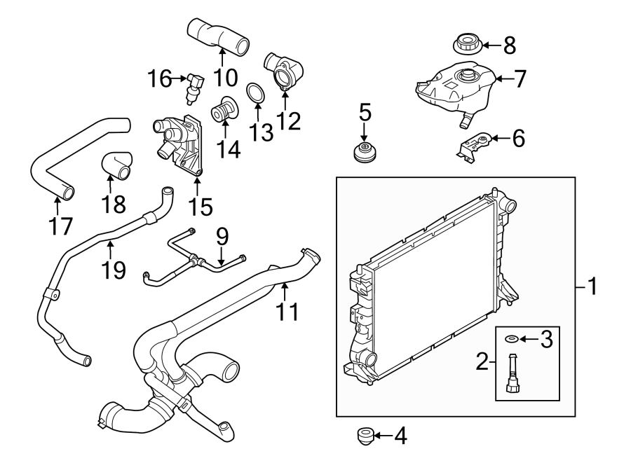 Diagram RADIATOR & COMPONENTS. for your 2021 Ford F-150  XL Crew Cab Pickup Fleetside 