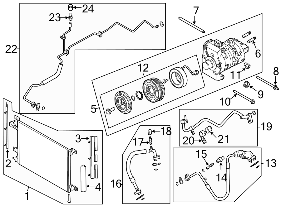 Diagram AIR CONDITIONER & HEATER. COMPRESSOR & LINES. CONDENSER. for your 2003 Ford Ranger   