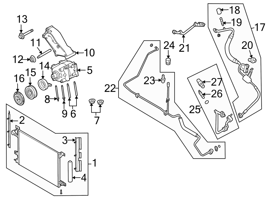 Diagram AIR CONDITIONER & HEATER. COMPRESSOR & LINES. CONDENSER. for your 2008 Ford F-150   