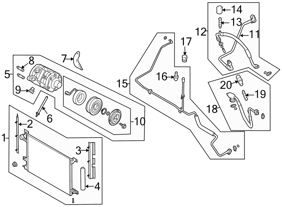 Diagram AIR CONDITIONER & HEATER. COMPRESSOR & LINES. CONDENSER. for your 2003 Ford Ranger   