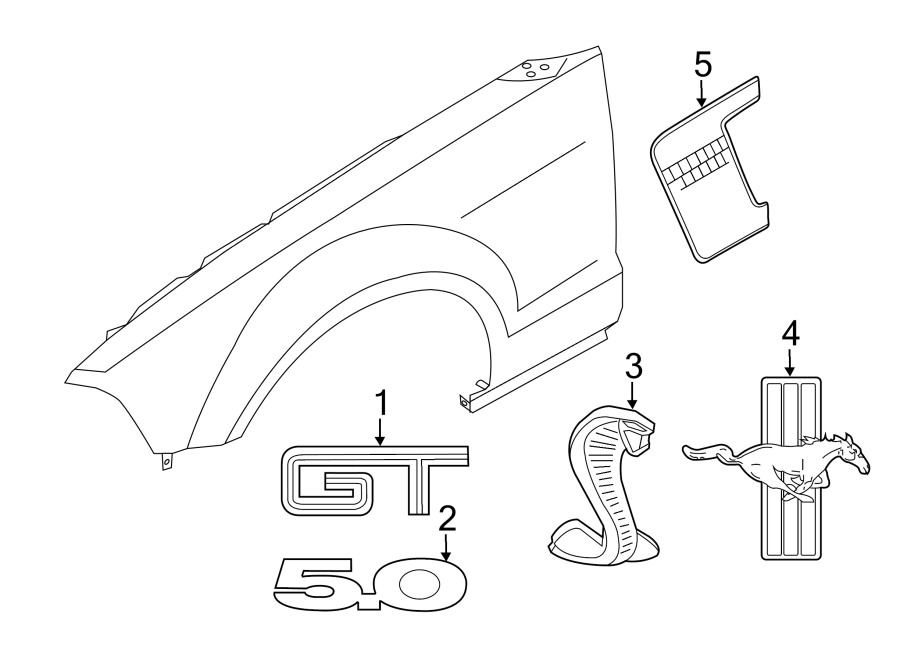 Diagram FENDER. EXTERIOR TRIM. for your Ford Mustang  