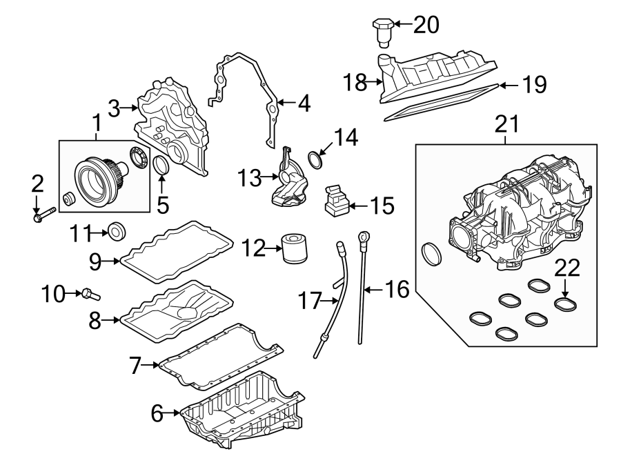 Diagram ENGINE PARTS. for your Ford