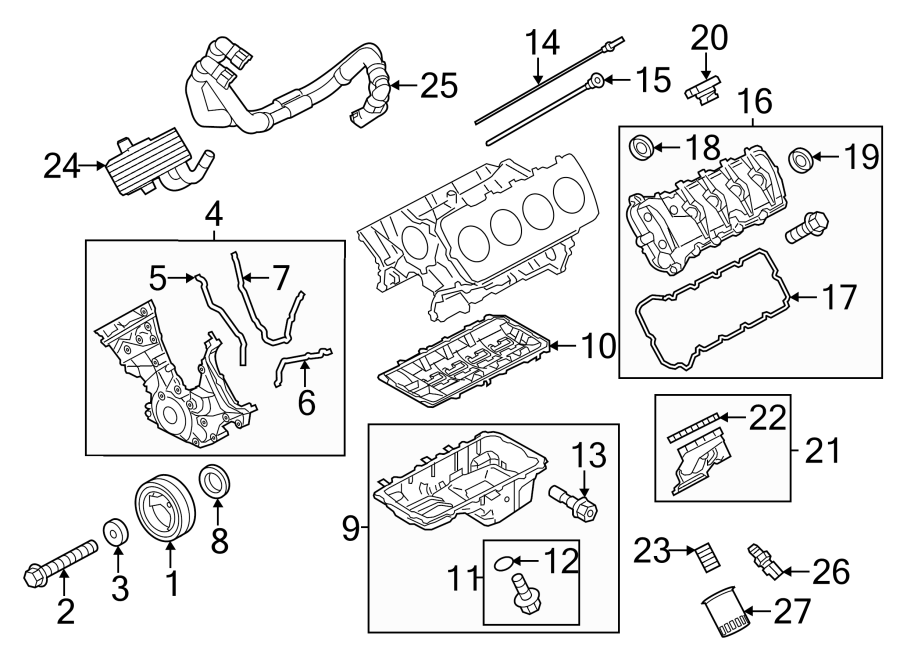 Diagram ENGINE PARTS. for your 1995 Ford Crown Victoria  Police Interceptor Sedan 